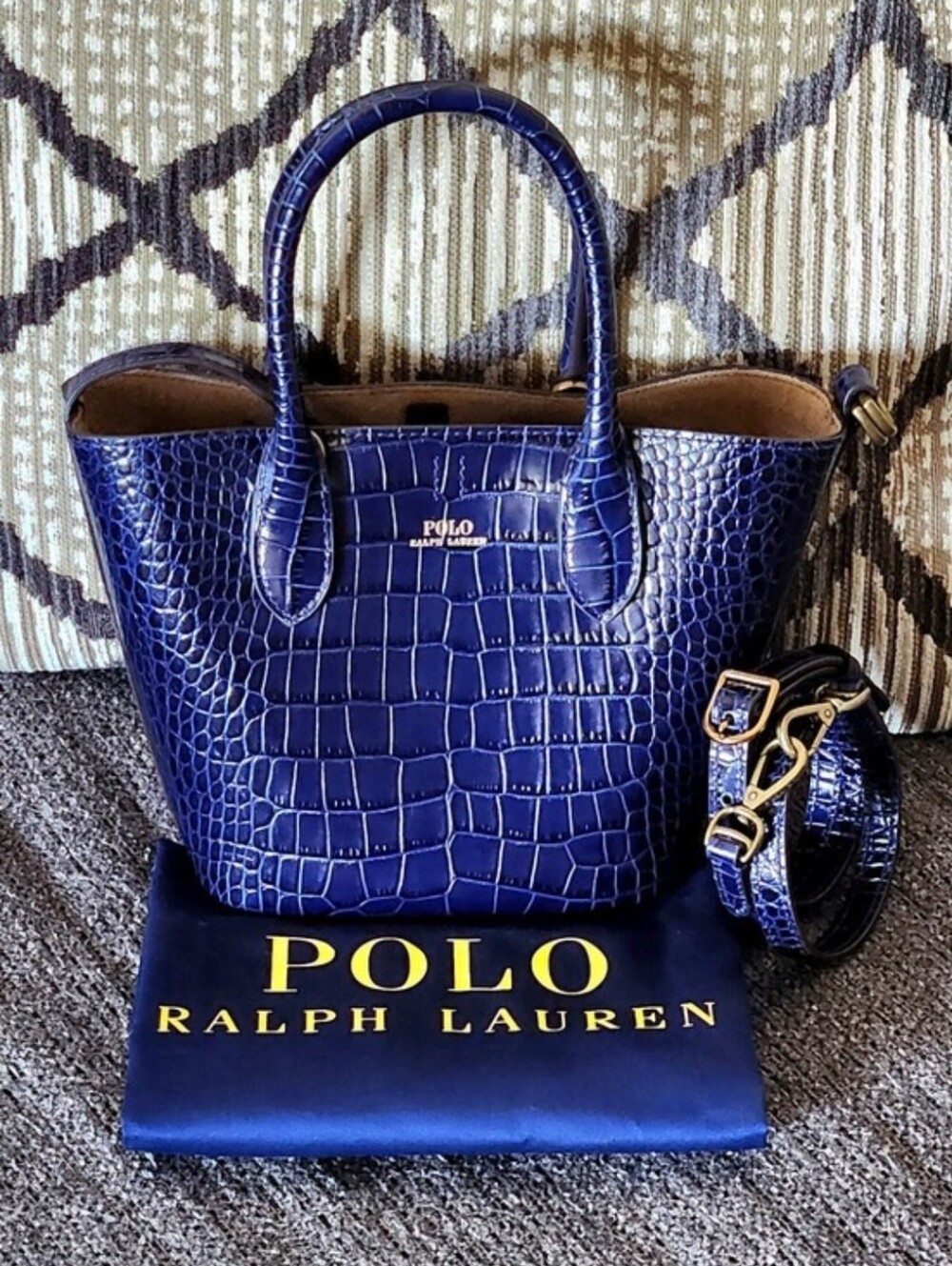 💙Polo Ralph Lauren💙 - Royal Blue Mini Croc-Embossed Bellport Bag